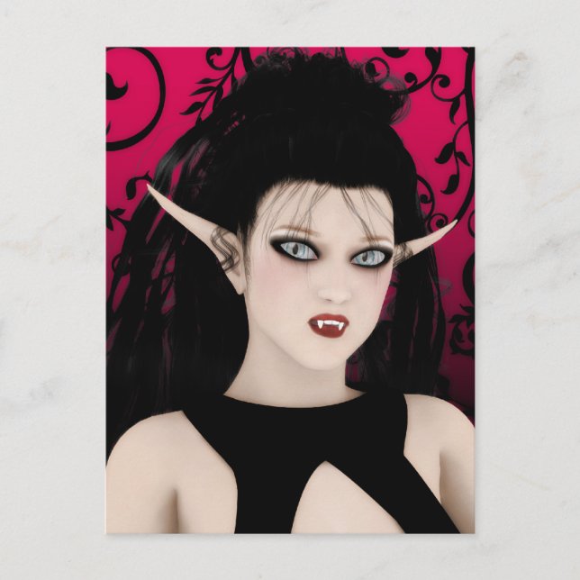 Carte postale Dark Diva gothique Vampire Art (Devant)