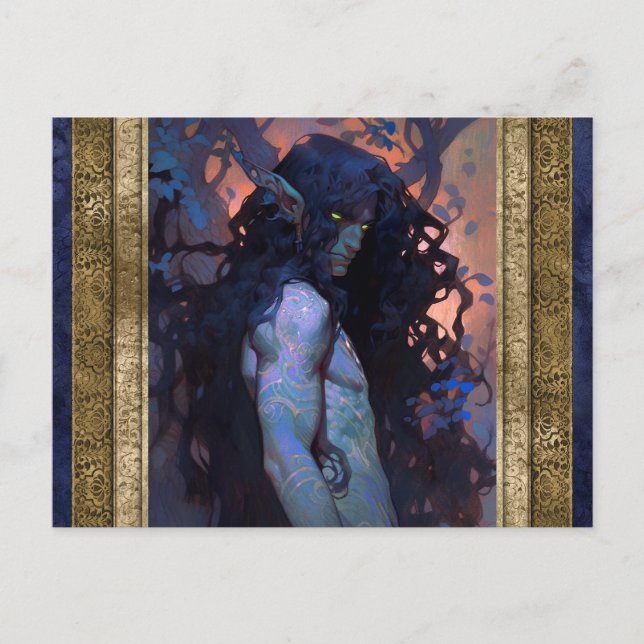Carte Postale Dark Elf Man Imaginaire Art (Devant)