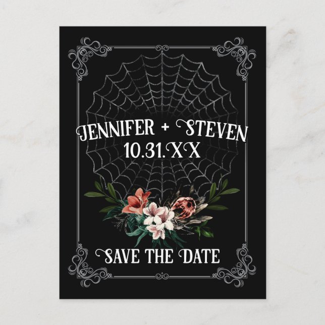 Carte Postale Dark Moody Goth Wedding Save the Date Postcard (Devant)