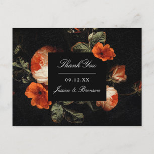 Carte Postale Dark Romantic Floral Rose Mariage Merci néerlandai