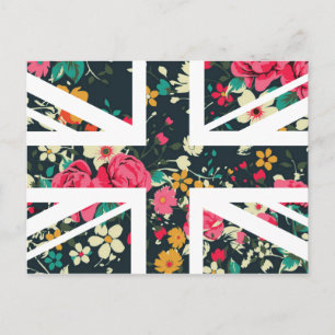 Carte Postale Dark Vintage Rose Union Jack British(UK) Flag