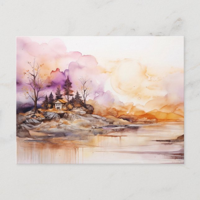 Carte postale d'art à l'encre alcoolique Cabane ru (Devant)
