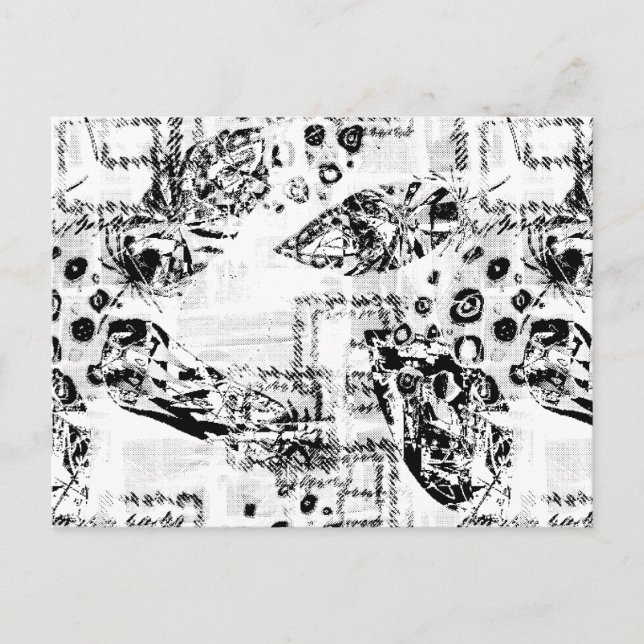 Carte postale d'art abstrait noir et blanc moderne (Devant)