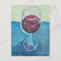 Carte postale d'art au vin rouge | Carte de vœux p