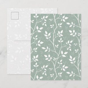 Carte postale d'art botanique minimaliste vert sau