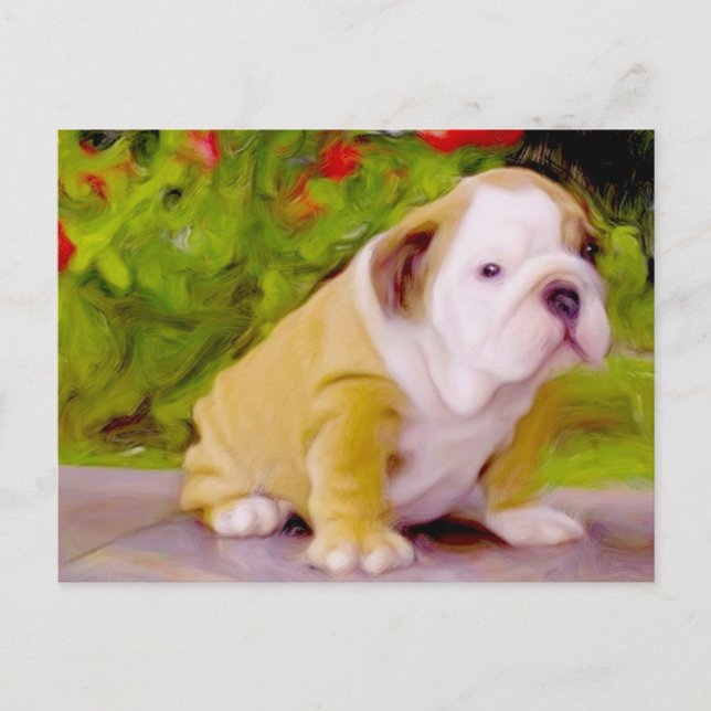 Carte postale d'art chiot Bulldog (Devant)