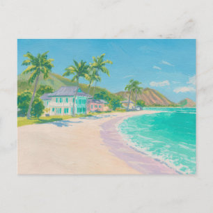 Carte postale d'art côtier à l'aquarelle