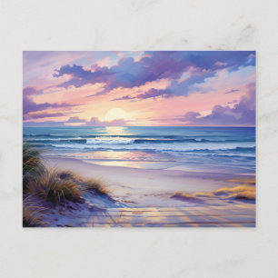 Carte postale d'art côtier au coucher du soleil à 