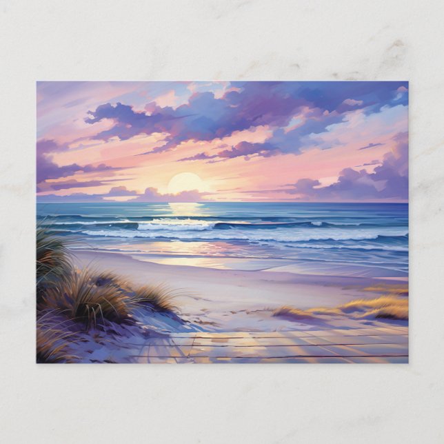 Carte postale d'art côtier au coucher du soleil à  (Devant)