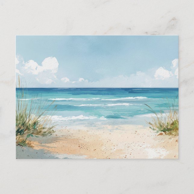 Carte postale d'art côtier de plage à l'aquarelle  (Devant)