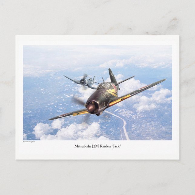 Carte postale d'art d'aviation "Mitsubishi J2M　Jac (Devant)