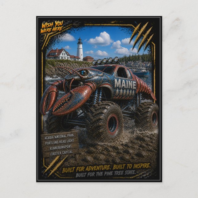 Carte postale d'art de camion monstre tout-terrain (Devant)