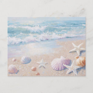 Carte postale d'art de coquillages à l'aquarelle d