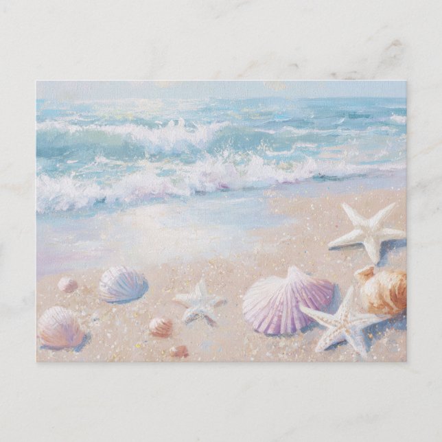 Carte postale d'art de coquillages à l'aquarelle d (Devant)