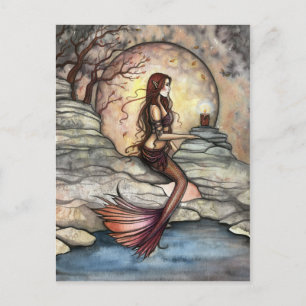 Carte postale d'art de fantasy de sirène de lagon 
