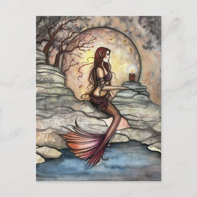 Carte postale d'art de fantasy de sirène de lagon  (Devant)