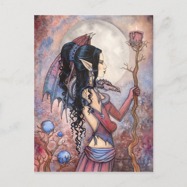 Carte postale d'art de fille dragon de fantasy got (Devant)