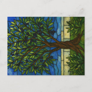 Carte postale d'art de l'olivier en verre coloré –