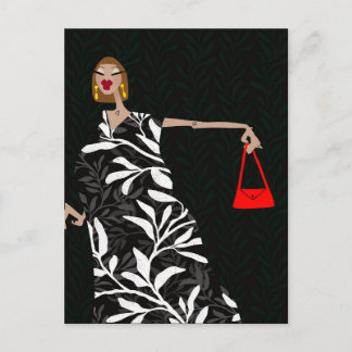 Carte postale d'art de mode glamour noir et blanc