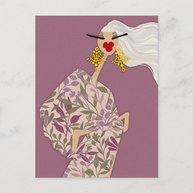 Carte postale d'art de mode glamour rose chic (Devant)