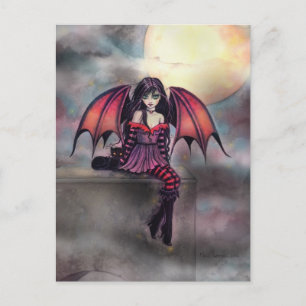 Carte postale d'art de petite fée vampire mignonne