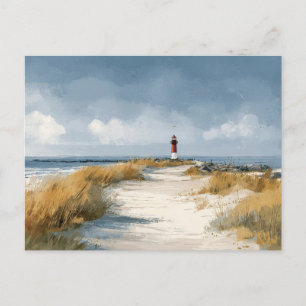 Carte postale d'art de phare à l'aquarelle 
