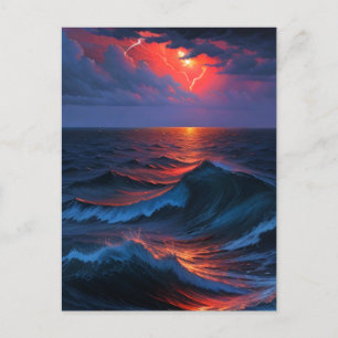 Carte postale d'art de tempête en mer