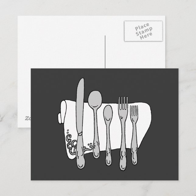Carte postale d'art de vaisselle noir et blanc (Devant / Derrière)