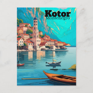 Carte postale d'art de voyage à Kotor Montenegro,