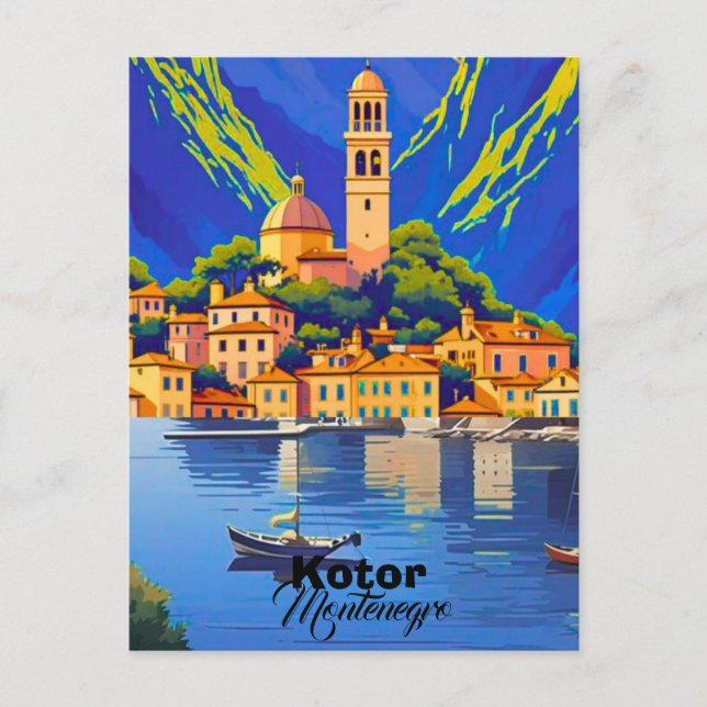 Carte postale d'art de voyage Kotor Montenegro, Vo (Devant)