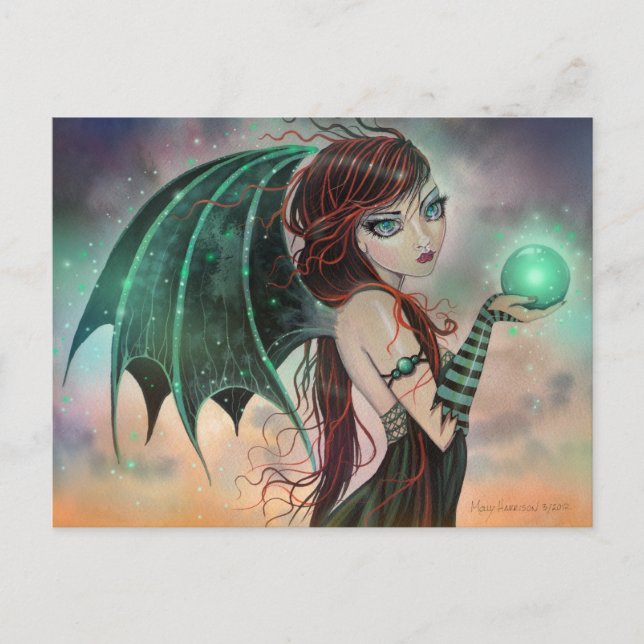 Carte postale d'art fantastique de fée vampire got (Devant)