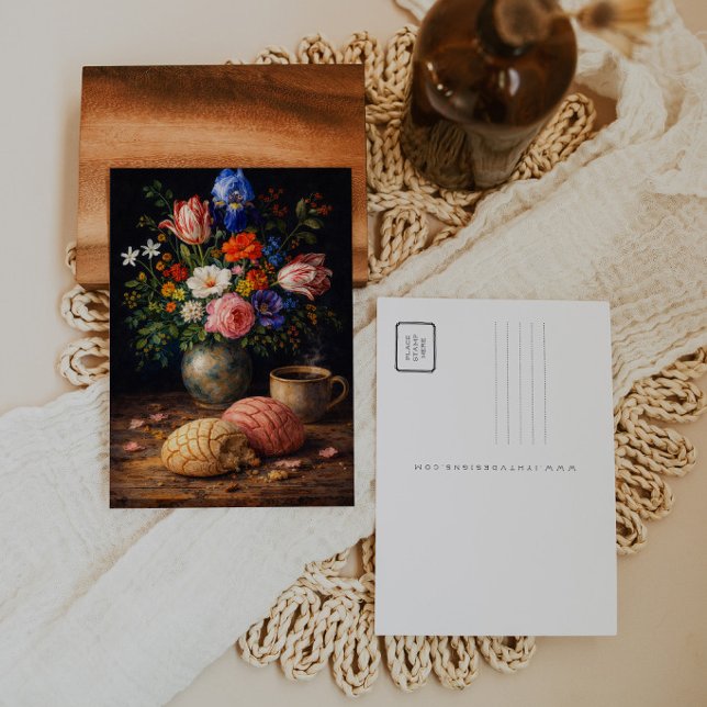 Carte postale d'art nature morte de concha florale (Créateur téléchargé)