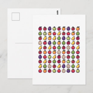 Carte postale d'art pixelisé 32-bits de fruits col