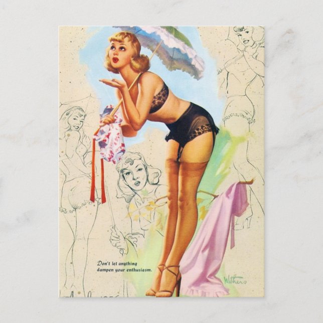 Carte postale d'art pour fille vintage (Devant)