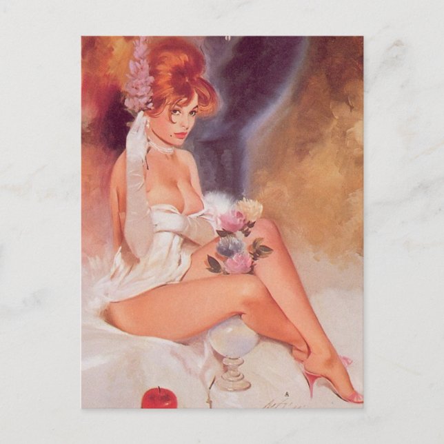 Carte postale d'art pour fille vintage (Devant)