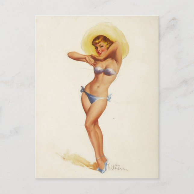 Carte postale d'art pour fille vintage (Devant)
