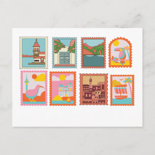 CARTE POSTALE D'ART TIMBRES CLASSIQUES