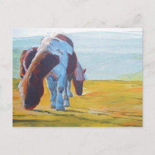 Carte Postale Dartmoor Ponies & Misty Peinture paysage
