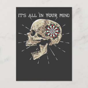 Carte Postale Darts Skeleton Dartboard Illustration du crâne