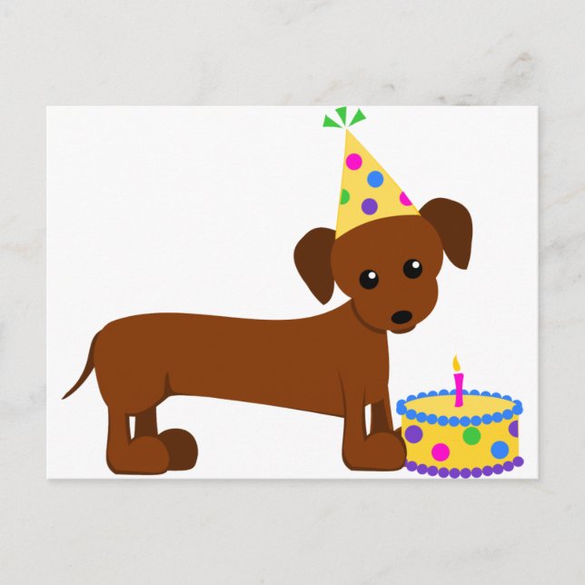 Carte Postale DaschundBDay (Devant)