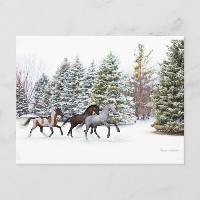Carte Postale Dashing Through the Snow - Running Horses (Devant)