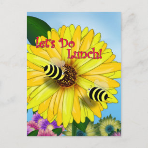 Carte Postale Date de déjeuner de l'abeille sur Fleur Jaune