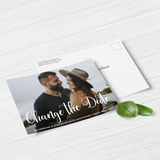 Carte Postale Date de report du Mariage de script moderne Change (Créateur téléchargé)