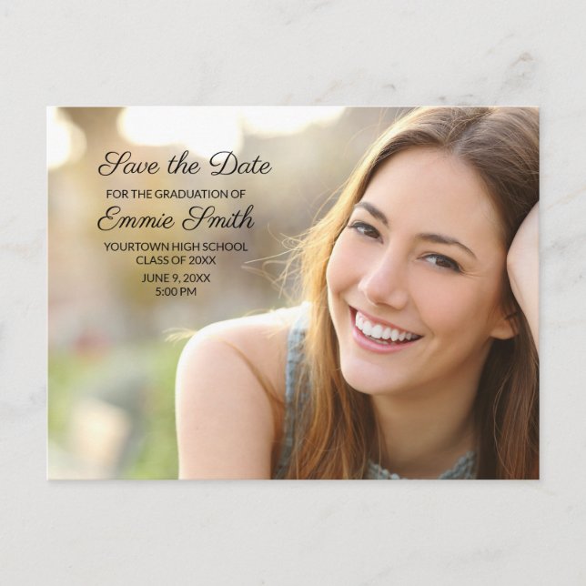 Carte Postale Date d'enregistrement de la photo personnalisée Re (Devant)