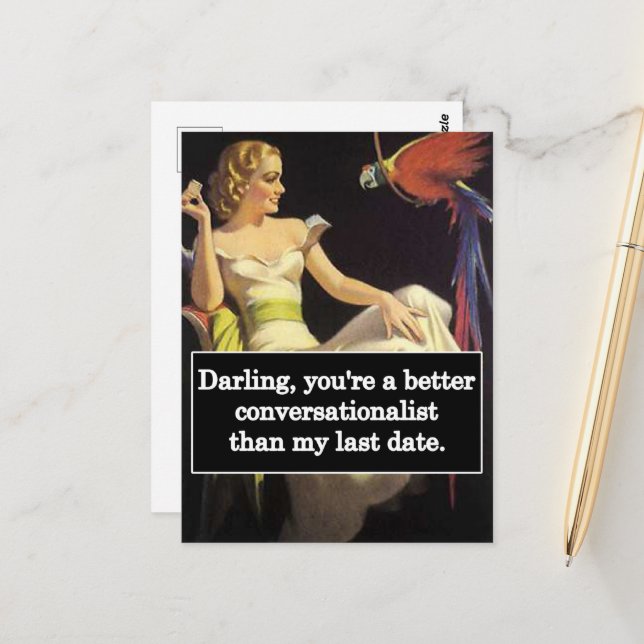 Carte Postale Dating est difficile Vintage drôle Graphique (Devant/Arrière en situation)