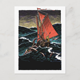 Carte postale d'attaque de calmar