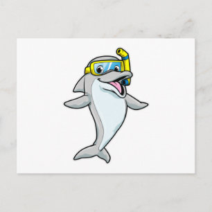 Carte Postale Dauphin à la plongée avec tuba