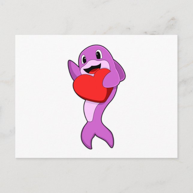 Carte Postale Dauphin avec Cœur (Devant)