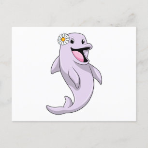 Carte Postale Dauphin avec fleur marguerite