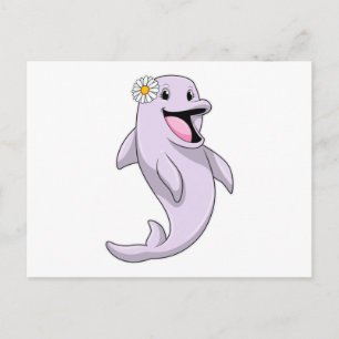 Carte Postale Dauphin avec fleur marguerite